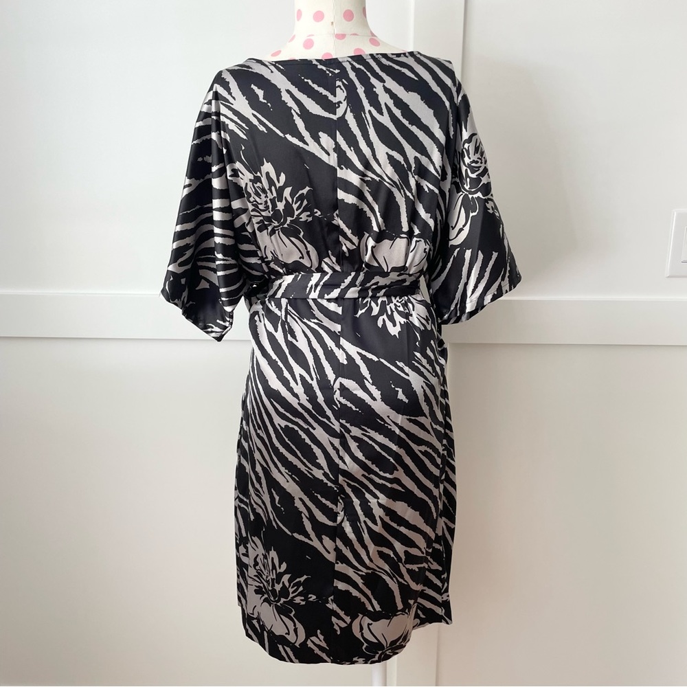 Suzi Chen For Maggy Boutique Floral Zebra Beaded Belted Dress Black Women’s 4 - Picture 8 of 10